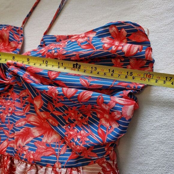 Belle Badgley Mischka Floral Maxi Dress Colorblock Tropical Summer Vacation NWT - Picture 10 of 13